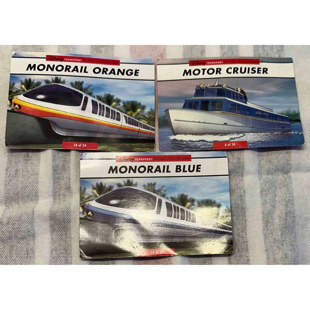 Disney Transport Collector Cards Monorail Motor Cruiser Set of‎ 3
